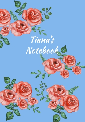 Read Online Tiana's Notebook: Personalized Journal - Garden Flowers Pattern. Red Rose Blooms on Baby Blue Cover. Dot Grid Notebook for Notes, Journaling. Floral Watercolor Design with First Name -  file in ePub